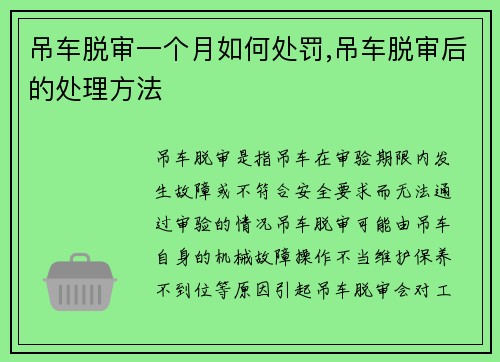 吊车脱审一个月如何处罚,吊车脱审后的处理方法