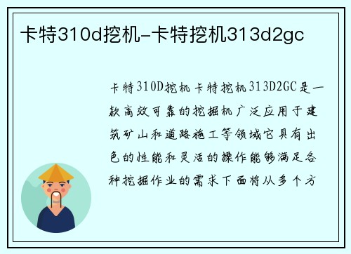 卡特310d挖机-卡特挖机313d2gc